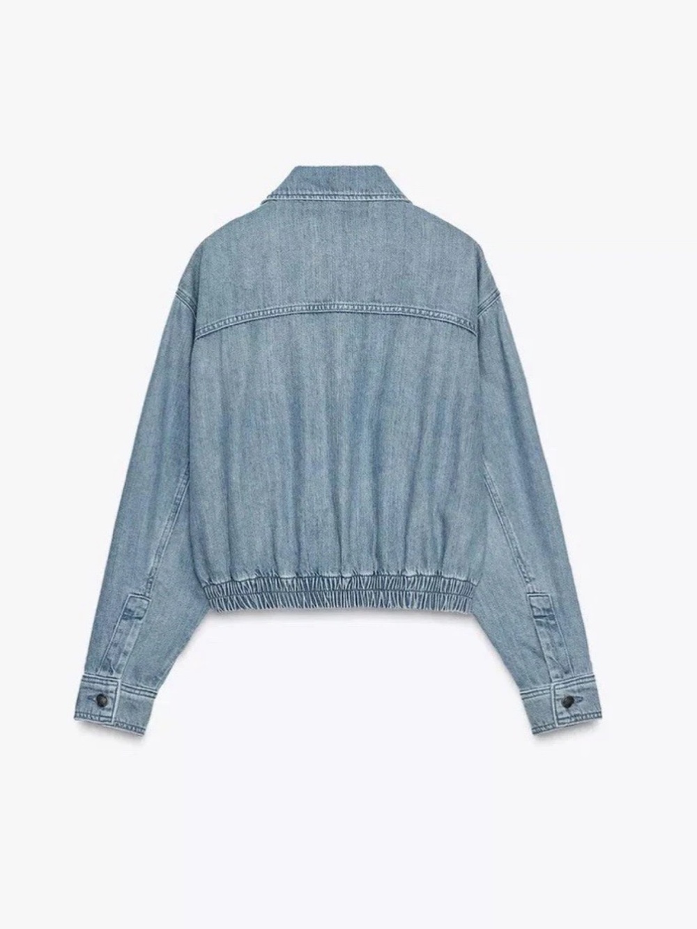 Zara ZW Collection Denim Bomber Jacket Small NWT - Picture 5 of 8